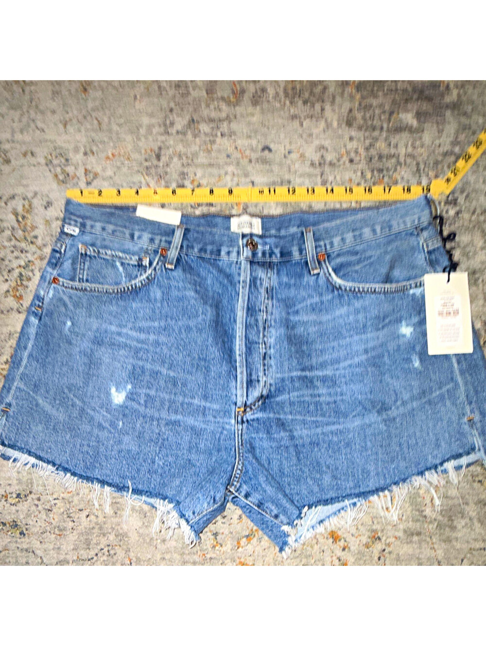 Citizens of Humanity Marlow Easy Short Cut Off Blue Denim High Rise 33 3" A206